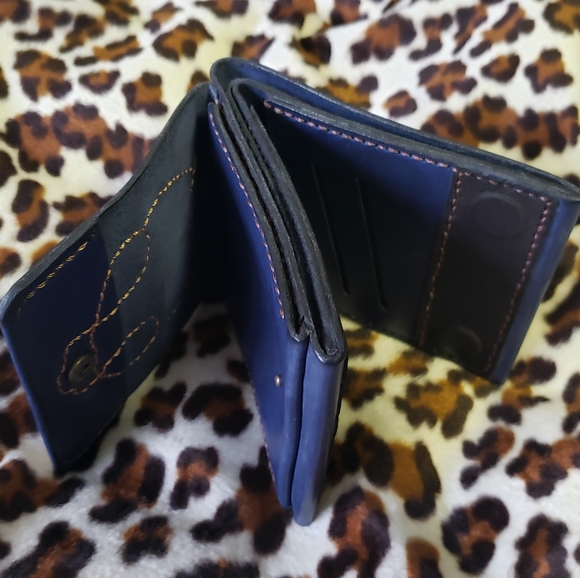 Owl wallet, blue genuine leather - Picture 3 of 7